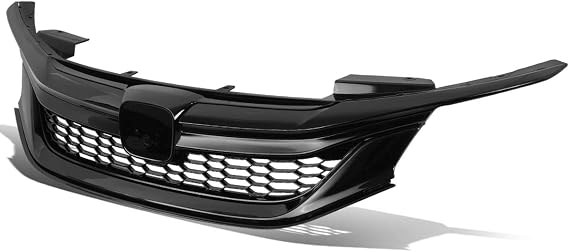 Auto Dynasty Glossy Black Honeycomb Mesh Front Bumper Upper Grille Compatible with 16-17 Honda Accord Sedan