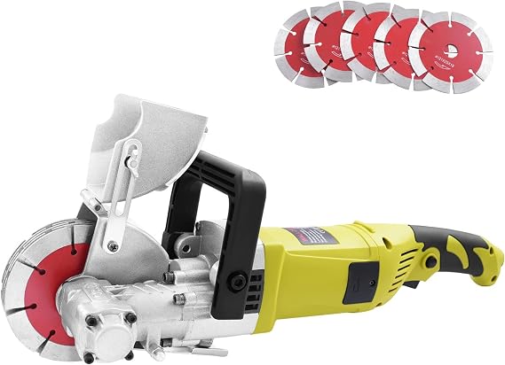 4000W Wall Chaser Machine Electric Concrete Slotting Tool with Adjustable Cutting Depth 5 Blades 6000r/min for Brick Marble Concrete Cutting Wall Groove Cutter Electric Wall Planing