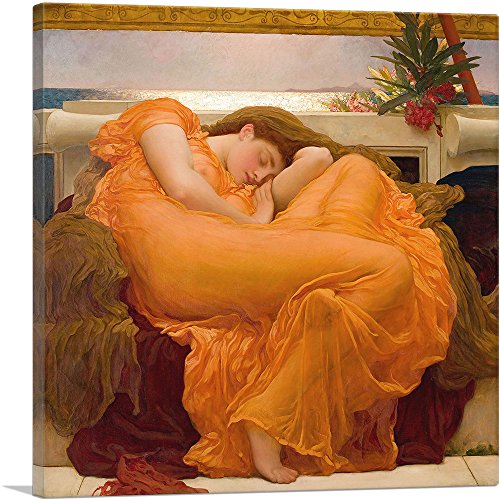 ARTCANVAS Flaming June 1895 Canvas Art Print Stretched Framed Painting Picture Poster Giclee Wall Decor by Frederic Leighton - 12 x 12 1.50 Deep
