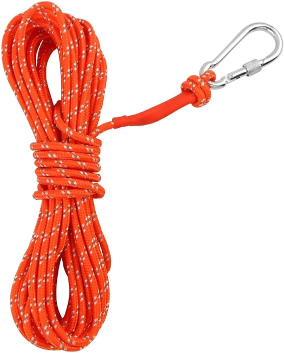 Marine Floating Rope, Lifesaving Dock Lines, Double-Braided Reflective Throwing Lines with Spring Hook, for Boating, Fishing, Camping, Mooring(Size:8mm*10m)