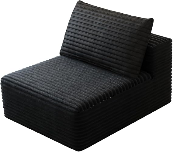 29.1" Middle Seat Module for Modular Sectional Sofa, Comfy Corduroy Single Seater Sofa, Compression Cushions for Living Room, No Assembly Required (Middle Seat,Black)