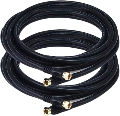 iMBPrice - 2-Pack RG6 Coaxial Patch Cable 12 Feet with F-Type Screw-on Connectors in Black