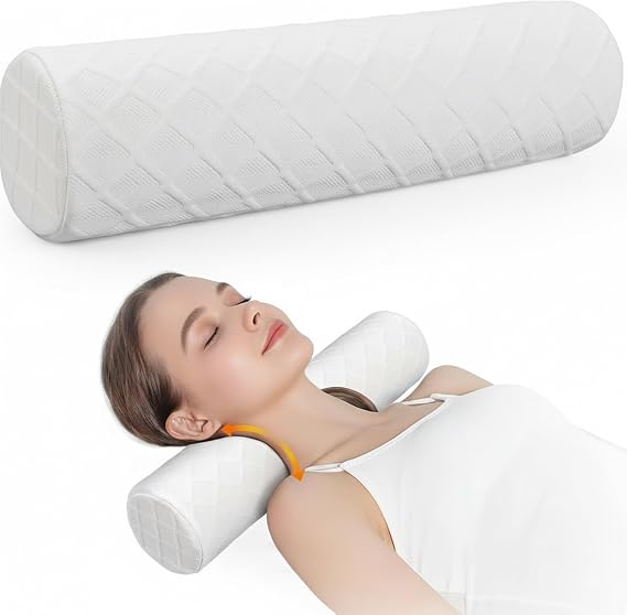 Cervical Memory Foam Neck Roll Pillow Neck Support Pillows for Sleeping 3.9in H Small Round Circle Pillow Cylinder Pillows for Neck Back Lumbar Leg
