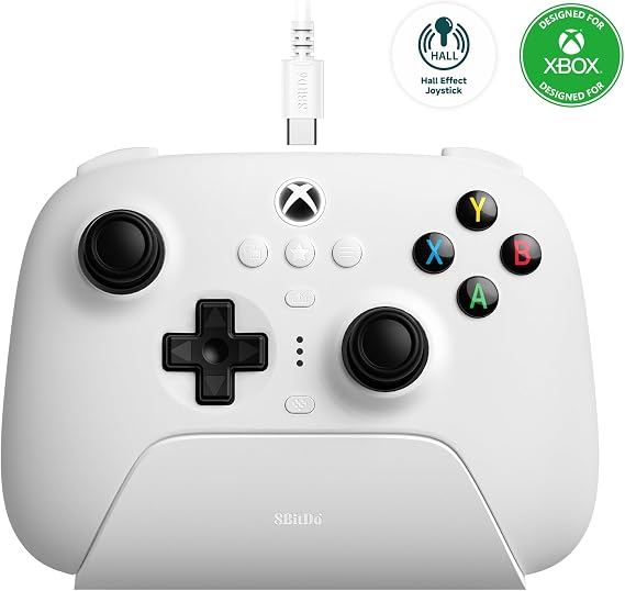 8Bitdo Ultimate 3-Mode Controller, Hall Effect Joysticks, Pro Back Buttons, Wired Only for Xbox Series X|S & Xbox One, Compatibility with Apple, Windows & Android, Officially Licensed (White)