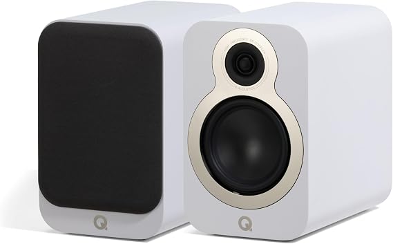 Q Acoustics 3030c Pair of Bookshelf Speakers - Two-way Reflex Enclosure, 5.5" Bass Driver, 2.3 cm Tweeter - Stereo Speakers/Passive Speakers for Home Theatre Sound System (Satin White)