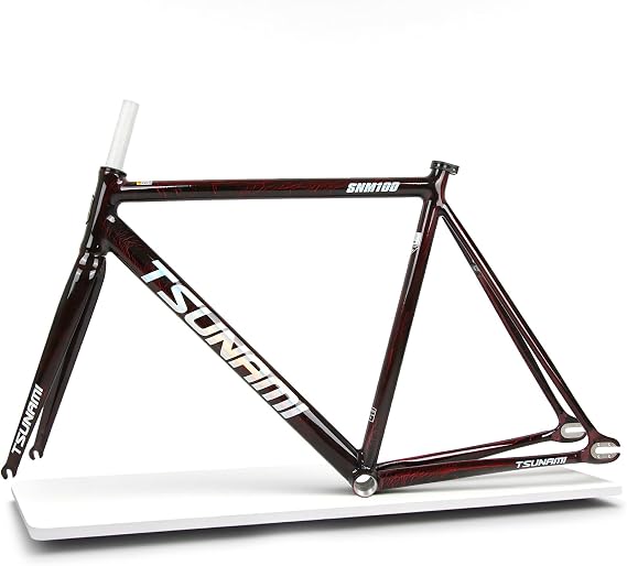 49525558CM Fixed Gear Bike Frameset with Fork 700C Single Speed Aluminum Alloy Bike Frame Quick Release 100120mm C Brake Racing Track Bike Frame BSA BB68mm Internal Routing