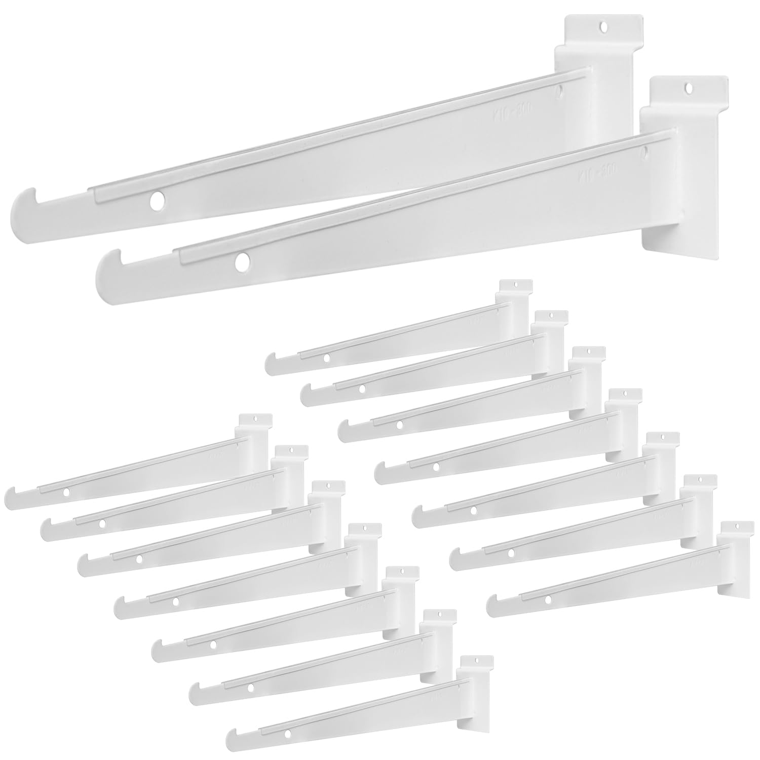16 Pack Slatwall Knife Shelf Bracket, 16 inch Heavy Duty Shelf Bracket for Slat Wall, White Metal Slatwall Accessories with Lip for Slatwall Panels Shelving Display Household Commercial
