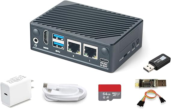 FriendlyElec Nanopi M5 Portable Mini Router OpenWRT - LPDDR5 8GB / 16GB RAM 6 TOPS NPU, RK3576 SoC with Al Model, Dual Gbps Ethernet for IoT NAS Smart Gateway (with WiFi Module, 4GB, TF Card Set)