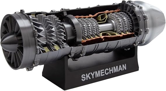 Turbofan Engine Model That Runs, WS-15 50+PCS DIY Assembly Simulation Functional Turboprop 3D Printing Jet Engine Model Kit with LED Lights, Physics Experiment Set for Adults