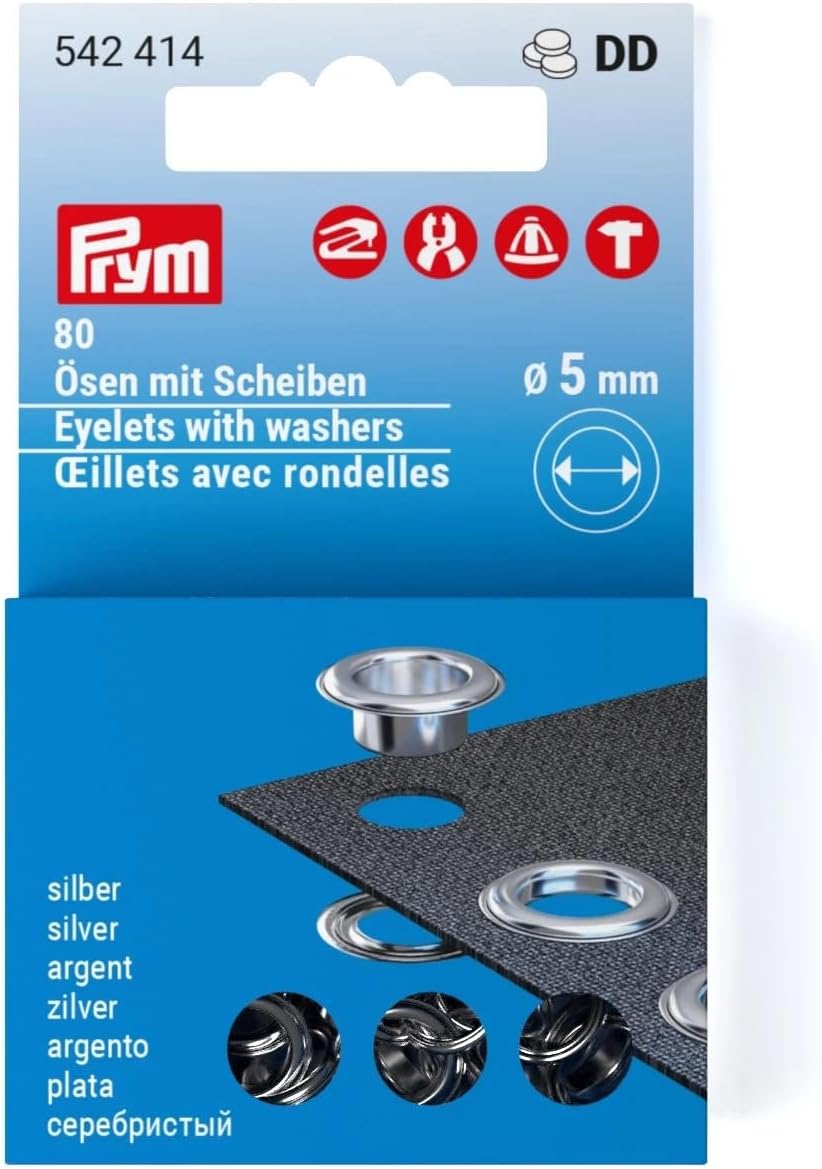 Prym Eyelets with washers 5 mm Refill Silver 80pc