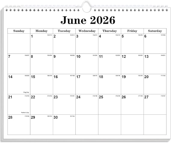 Calendar 2026-27 - Calendar 2026-2027 from July 2026 to December 2027, Spiral Binding Hanging Wall Calendar 2026 for Home/Office, 8.5" x 11", Black