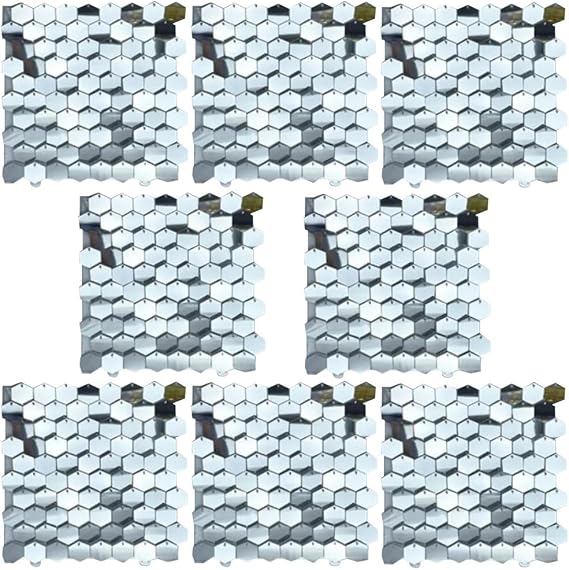 Fish Scale Design Wall Panel Party Backdrop Decor Wall Decor Wedding Birthday Bachelorette Party Background Decoration Set of 8 Silver