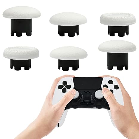 6 Pack Swappable Thumbstick Caps for PS5 Edge Controller Joysticks(White)