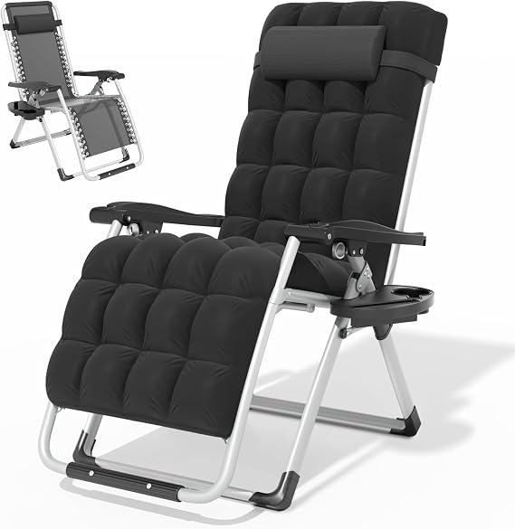 Magshion Zero Gravity Reclining Patio Camping Lounge Chair, Black
