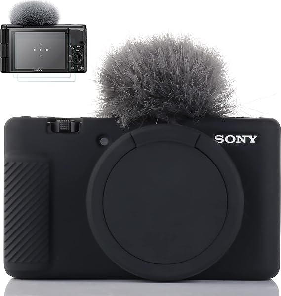 Camera Case for Sony ZV-1, ZV1 Camera Case Digital Camera Anti-Scratch Slim Fit Soft DSLR Camera Sleeve with ZV1 Screen Protector for Sony ZV-1 (Black)