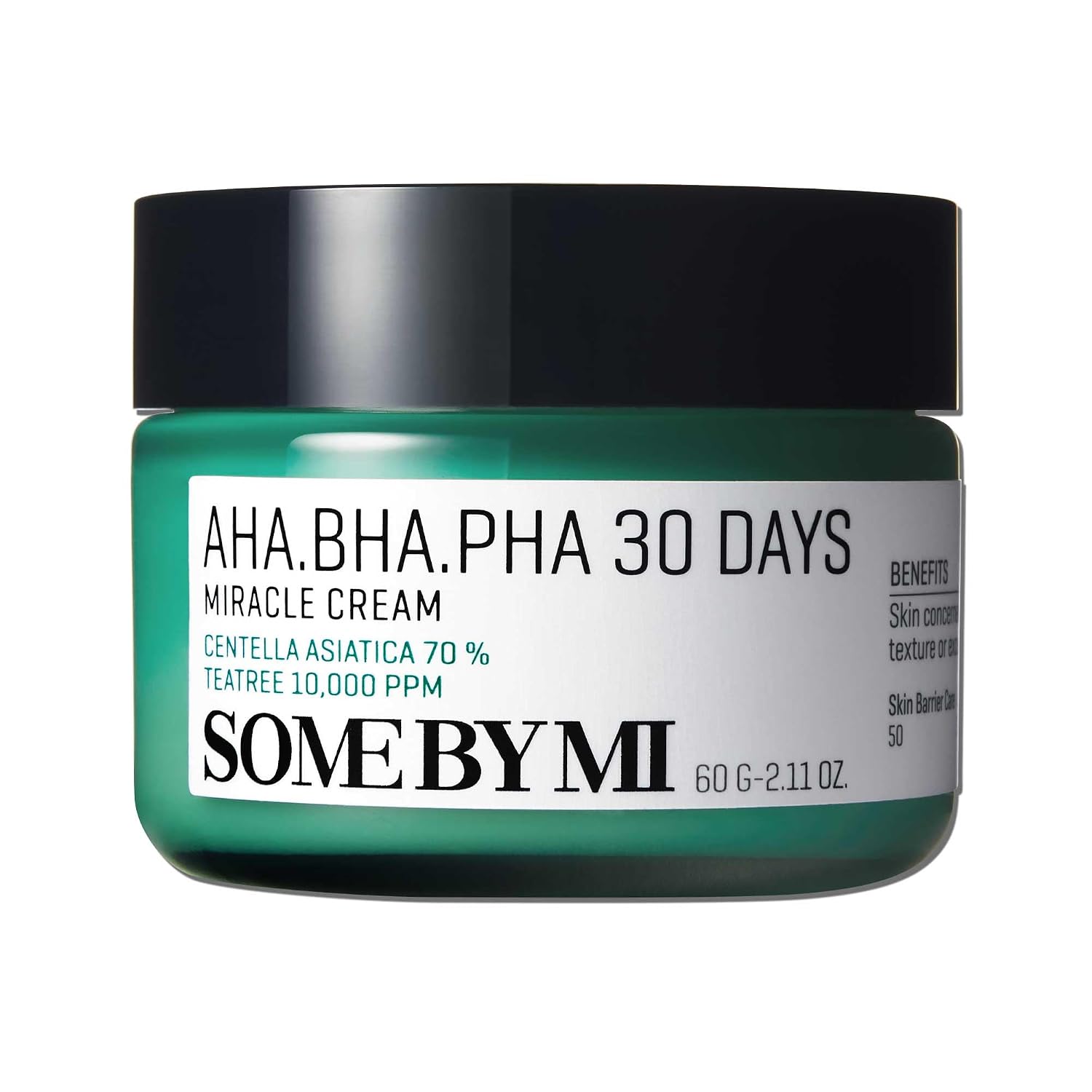 SOME BY MI AHA BHA PHA 30 Days Miracle Cream - 60 ml - Mild Salicylic Acid & Centella Cream for Daily Soothing & Pore Care - Korean Skin Care