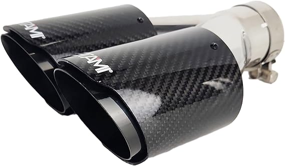 NETAMI 2.5" to 3.5" Dual Exhaust Tip Carbon Fiber Stainless Steel Black (NT-2559-1) Flush 1-pece