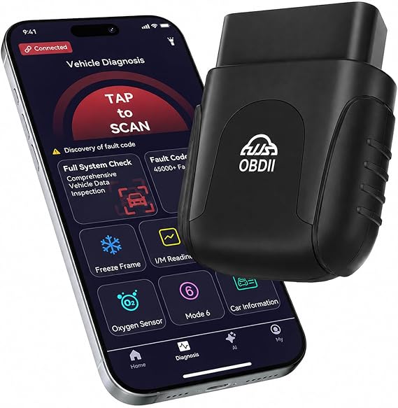 Rocco OBD2 Scanner Bluetooth for iOS & Android, No Subscription(Black)