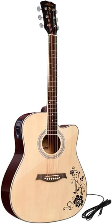 40/41" Beginner Folk Acoustic Guitar Introductory Set Maple Top Acoustic Guitar Cutaway Right-Handed Introductory Practice Wood Specs Natural-Electric Box Model,40"