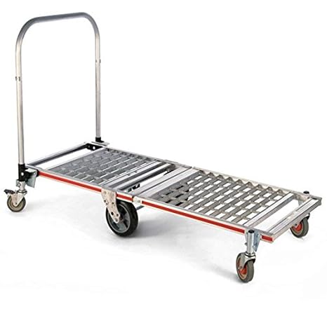 Magline MT1TA 6 Wheel Foldable Merchandising Platform Truck with Extension, 39" Handle and Balloon Cushion Wheel, 1500 lbs Capacity, 23-1/4" Deck Width