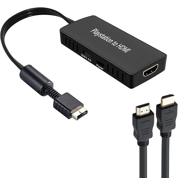 Y.D.F PS2 to HDMI Converter Adapter, PS2 HDMI Video Converter with 3ft HDMI Cable for Sony PlayStation 2/ PlayStation 1
