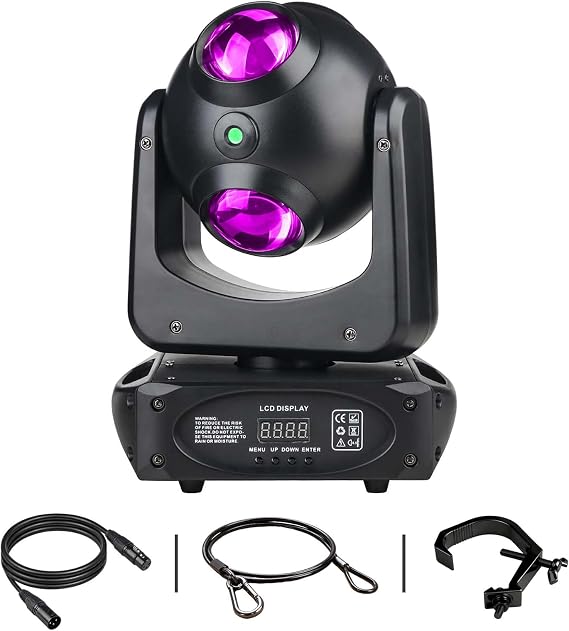 DJ Party Lights, 100w Moving Head Light with Beam Effect Scan Light, Infinite Rotation DJ Lights with Sound Activated for Wedding DJ Party and Live House [Energy Class G]