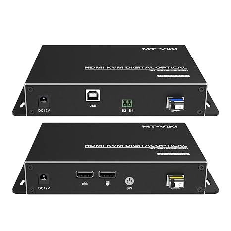 MT-VIKI HDMI KVM Fiber Extender, HDMI Extender Over Single Mode Fiber Optic up to 20KM/12.4 Miles, Uncompressed TX & RX Kit