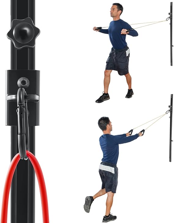 Wonderjune Resistance Bands Wall Mount System Adjustable Wall Anchor 35.5in Metal Gym Station for Exercises Home Fitness Workout Athletic Training,Resistance Bands Not Included