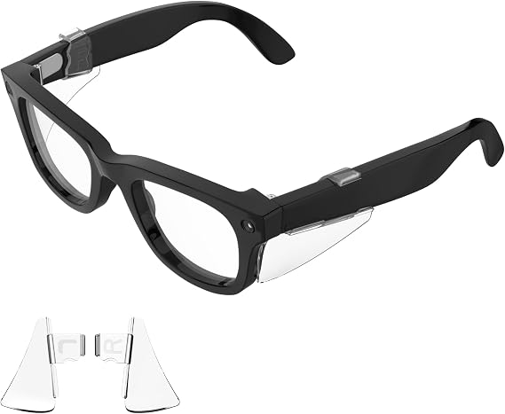 HiBloks Safety Glasses Side Shields for Ray-Ban Meta Wayfarer/Skyler/Headliner & Oakley Meta HSTN Smart Glasses Accessories, Durable & Anti-Slide, Lightweight Comfort Fit for Secure Wear (Transparent)
