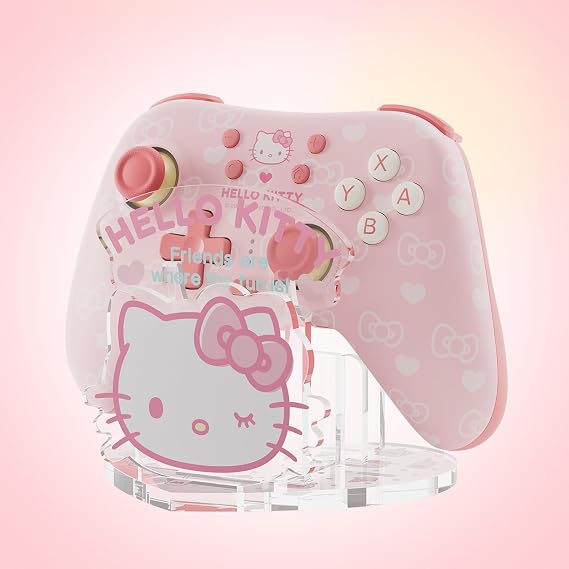 Kuitmor Hello Kitty Switch Controller Wireless for Switch 2/1/OLED/Lite PC with Portable Foldable Holder Brackets