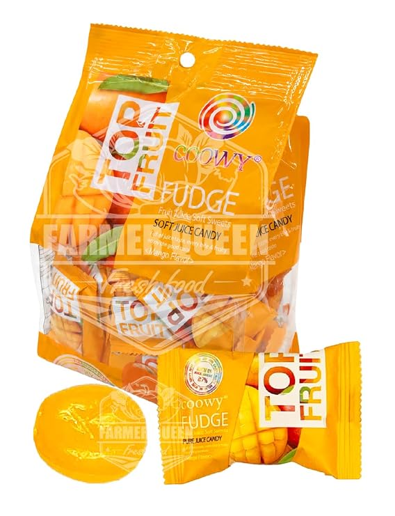 Top Fruit Mango Jelly 280g / 9.87 oz. Snack, Soft Chewy Bites, Intense Mango Aroma & Real Fruit Taste, Individually Wrapped Candy