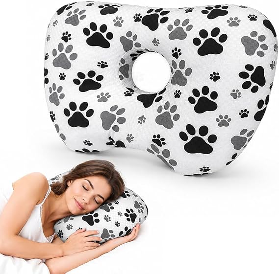 Ear Piercing Pillow, Washable Perforated Ear Pillow with Hole,Adjustable Earring Guard Inflammation, Piercing Pillow for Side Sleepers for CNH and Ear Pain Side Sleepers, Avoid Earpain from Pressing