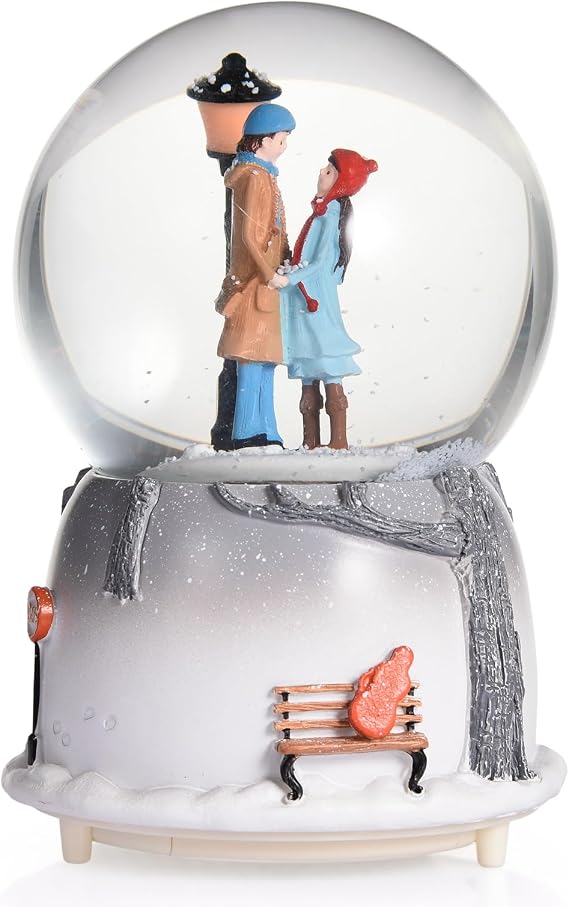 Musical Snow Globe LED Couple CrystalMusic Box with Automatic Snow Spraying, Romantic Lover Sky City Music Box for Valentine's Gift (Assorted Color #51)(Assorted Color#50)