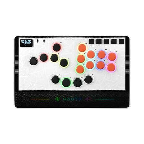 Haute42 Leverless Controller for Arcade Gaming: CAT - 3 Levels Adjustable Travel - Magnetic Detachable Panel - Laser-Engraved Wrist Rest - Custom RGB Controller for PC/Switch/PlayStation(White)