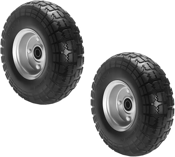 EINESIN 4.10/3.50-4 Solid Rubber Tire Wheels, 10 Inch Tire and Wheel Flat Free,Replacement Wheel for Garden Carts/Dolly/Trolley/Dump Cart/Hand Truck/Wheelbarrow/Garden Wagon