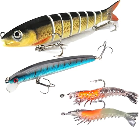 Fishing Lure Kit Ultimate, 5Pcs Fishing Baits Lures for Bass Trout, Fishing Tackle Box with Tools, Complete Fishing Gear and Equipment for Beginners and Pros