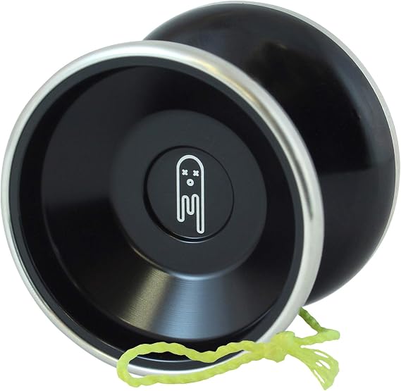 Ghost Bi-Metal Professional Yoyo Aluminum & Stainless Steel Ball Bearing Yo-Yo with Responsive & Unresponsive C Bearings, Extra String Black