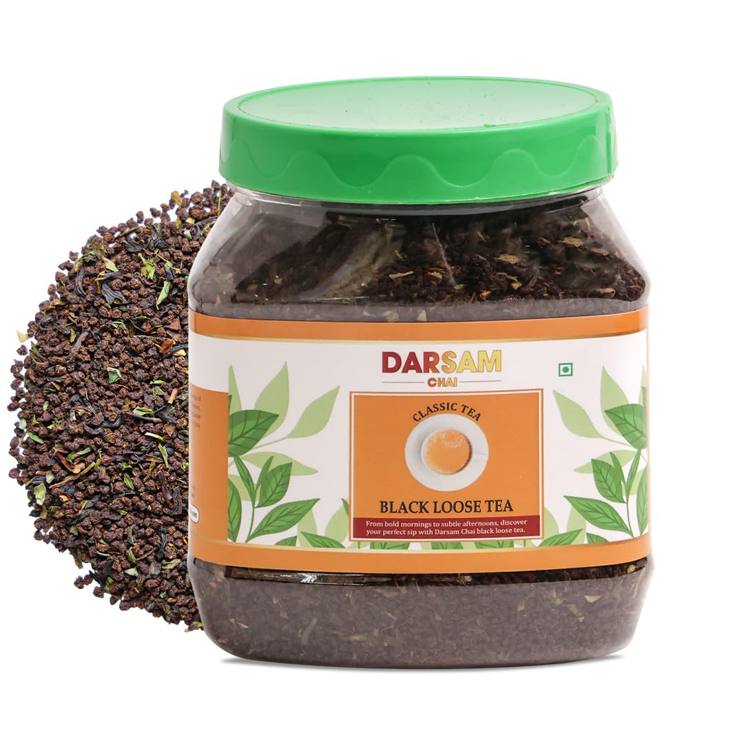 Darsam Assam Black Tea 8.8oz 250g Whole Leaf, Single-Origin, Unblended Loose Leaf, Bold & Aromatic Daily Brew, Airtight Jar for Freshness, Non-GMO, Gluten-Free