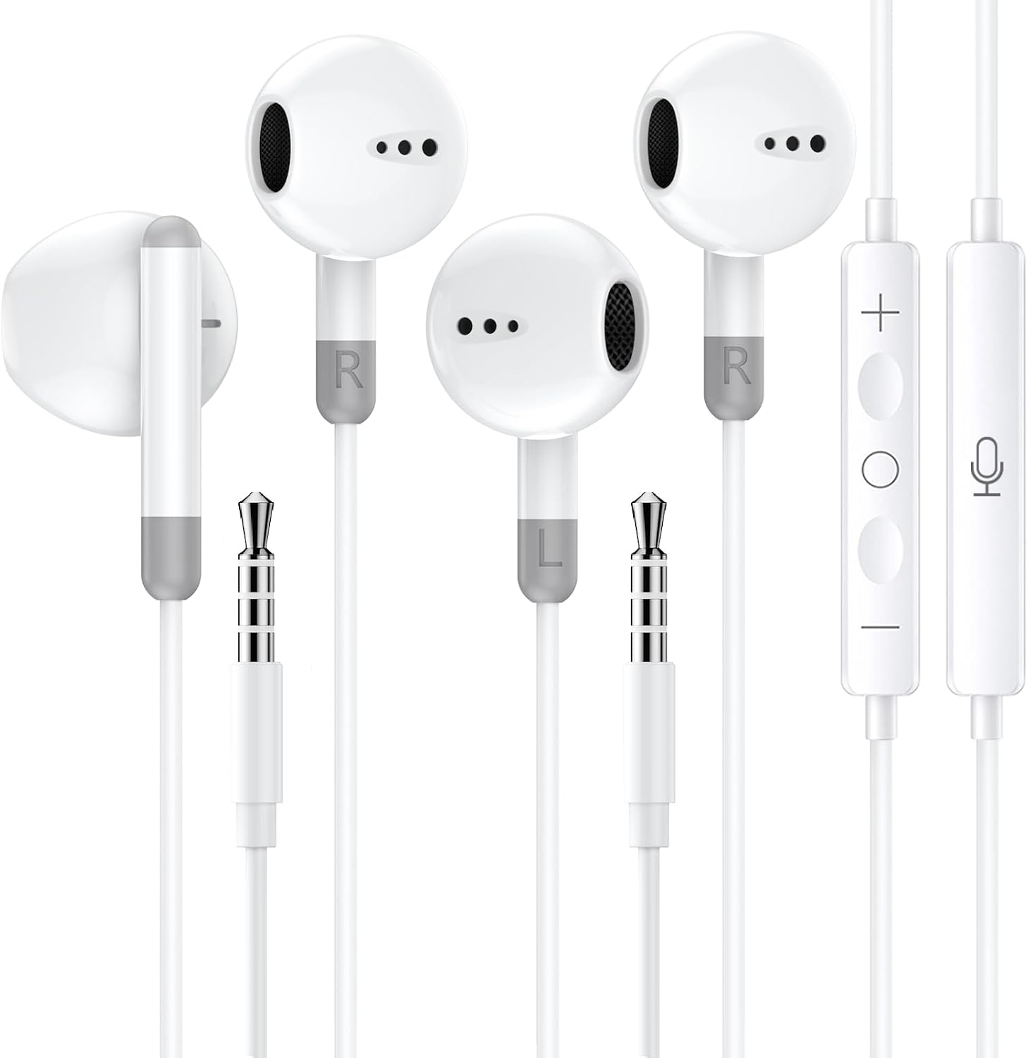 2 Pack Headphones with Cable 3.5 mm In-Ear Headphones High Resolution Headset with Microphone Earphones with Volume Control for iPhone 65SE Samsung iPad Xiaomi MP3 Huawei etc. 3.5 mm Audio