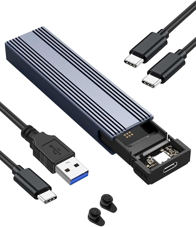 V VCOM M.2 NVMe SSD Enclosure,USB C External Adapter, USB 3.2 Gen2 (10Gbps) with UASP, Trim Support - M-Key(B+M Key) for 2230/2242/2260/2280 SSDs