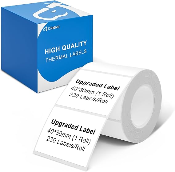 40x30mm (1.57"x1.18") Thermal Labels 1 Roll White Cable | Oilproof, waterproof, tearproof, standard laminated stickers. For wire cable identification, office labeling tape