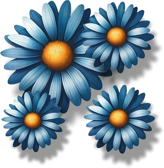 Blue Daisy Flower Vinyl Decal Stickers, Cover Marks, Floral Wall Decor x9