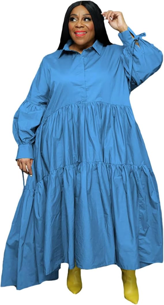Adogirl Women's Plus Size Dress Oversized Loose Maxi Swing Shirt Dresses