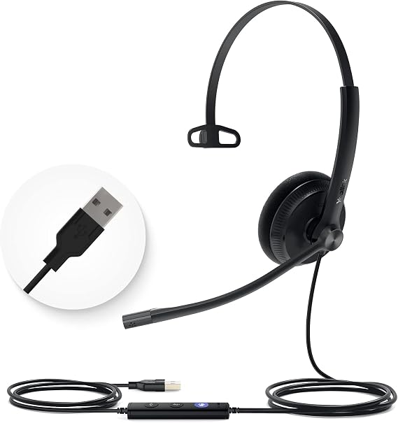 Yealink UH34 Lite Wired Headset,USB-A, Noise Canceling Mic,in-Line Controls