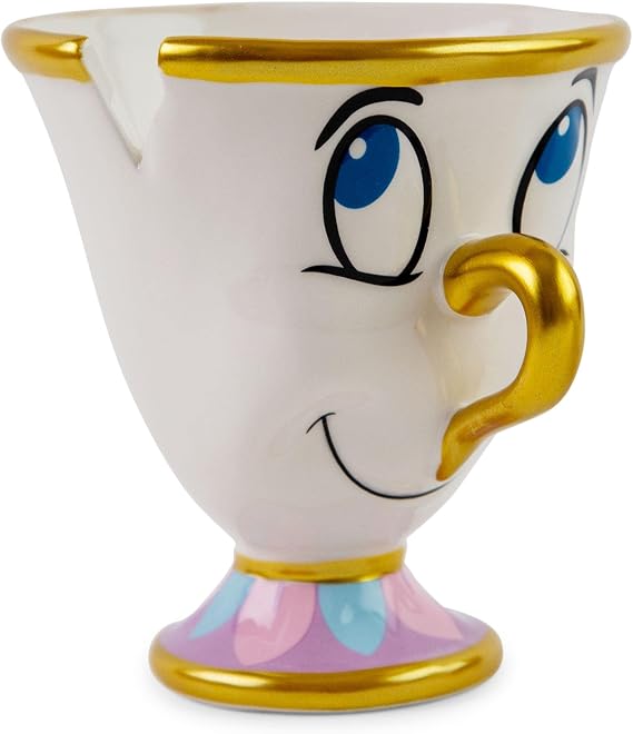 Silver Buffalo Disney Beauty and the Beast Chip Gold Metallic Trim Ceramic 3D Sculpted Mug, 20 Ounces