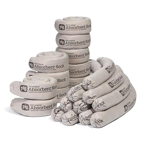 PIG Original Absorbent Sock - 20 Socks - ext. Dia. 3" x 42" L - Absorbs up to 64 oz per Sock - 204