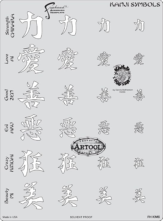 Artool Freehand Airbrush Templates, Kanji Master Kanji Symbols