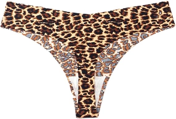 Women Sexy Leopard Thong Panties for Seamless Low Rise Cheetah Print Underwear Breathable Ice Silk Tangas Plus Size