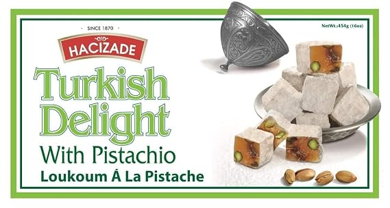 Hacizade Turkish Delight Candy with Pistachio, 16 Ounce