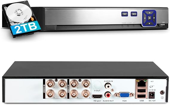 KERUI 5MP 8Channel Security Camera DVR System H.265+ Surveillance DVR Recorder for up to 5MP AHD/TVI/CVI/CVBS/XVI Cameras, Remote Access, Smart Playback(with 2TB Hard Drive)